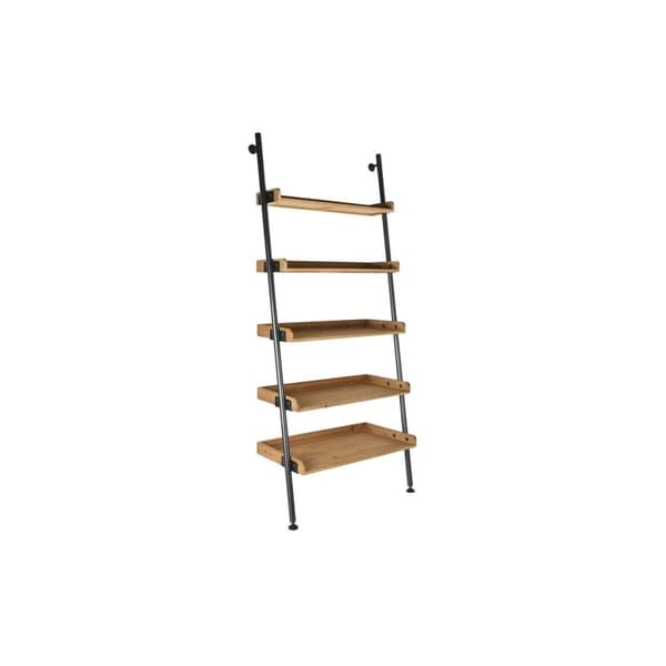 Bokhylla DKD Home Decor Gran Naturell Svart Metall 5 Hyllor (86 x 45 x 200 cm)