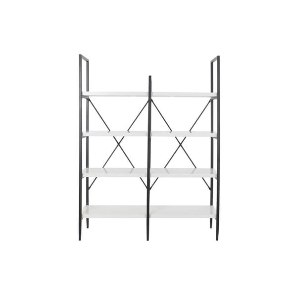 Bokhylla DKD Home Decor Svart Metall Vit 4 Hyllor Trä MDF (110 x 30 x 150 cm)