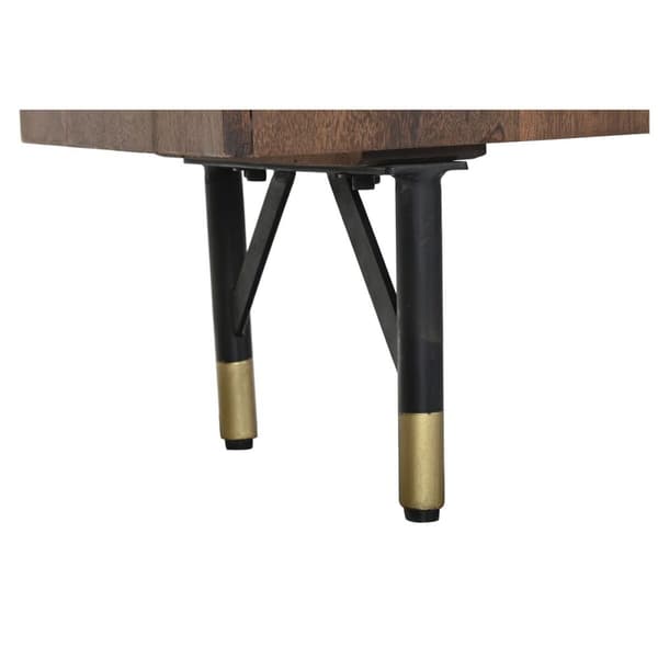 Bokhylla DKD Home Decor Svart Gyllene Metall Mörkbrun Mangoträ 4 Hyllor (90 x 35 x 200 cm)