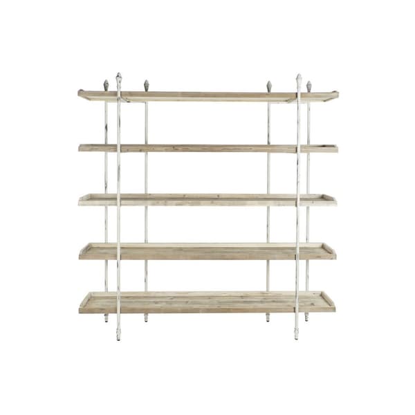 Bokhylla DKD Home Decor Vit Naturell Metall Gran Granträ 40 % Metall 190 x 40 x 200 cm