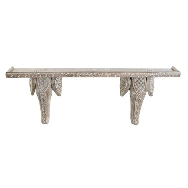 Hyllor DKD Home Decor Vit Naturell Mangoträ 78 x 15 x 28 cm
