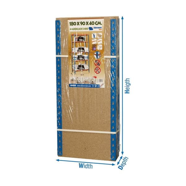Bokhylla Simon Rack Maderclick 5/400 750 kg Metall 5 Hyllor spånskiva (180 x 90 x 40 cm)