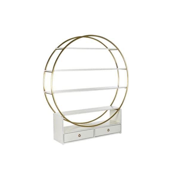 Hylder DKD Home Decor 160 x 35 x 180 cm Gylden Metal Hvid Poppel