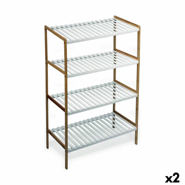 Hylder Confortime Hvid Brun 4 Hylder Bambus 70 x 35 x 100 cm (2 enheder)