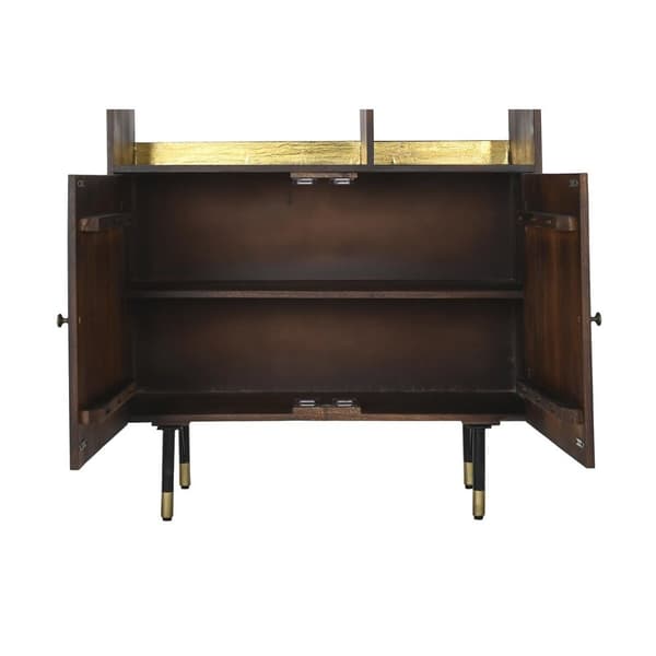 Hyller DKD Home Decor Svart Gyllen Metall Mørkebrunt Treverk av mangotre 4 Hyller (90 x 35 x 200 cm)