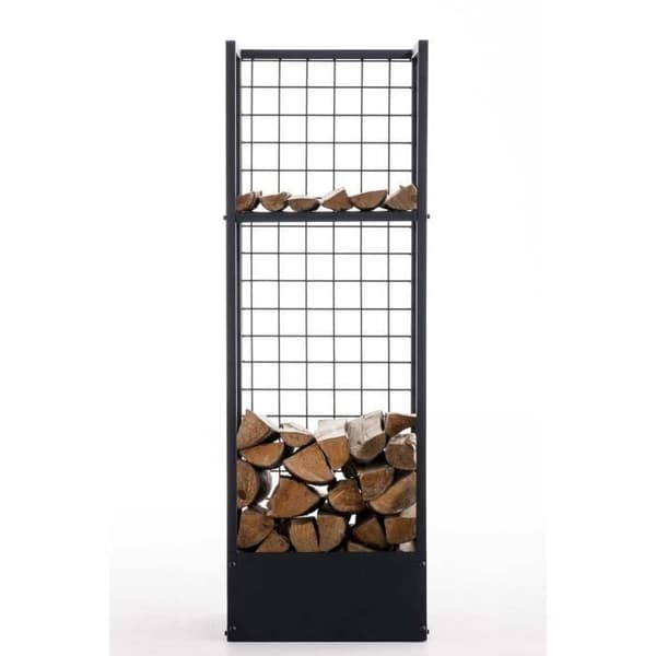 Eldstad vedstöd - CLP - FORREST - Svart metall - 40x40 cm - Höjd 120 cm