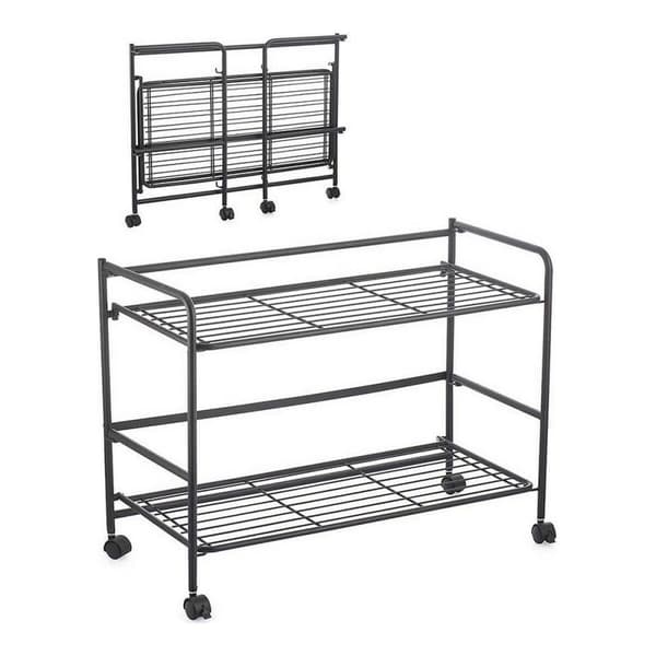 Hyller Confortime Svart Jern Sammenleggbar Med hjul (67 x 30 x 44,8 cm)