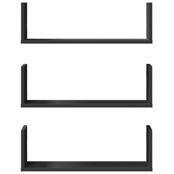 vidaXL Seinähyllyt 3 kpl musta 58x18x18 cm tekninen puu