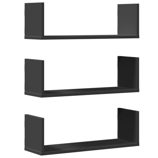 vidaXL Seinähyllyt 3 kpl musta 58x18x18 cm tekninen puu