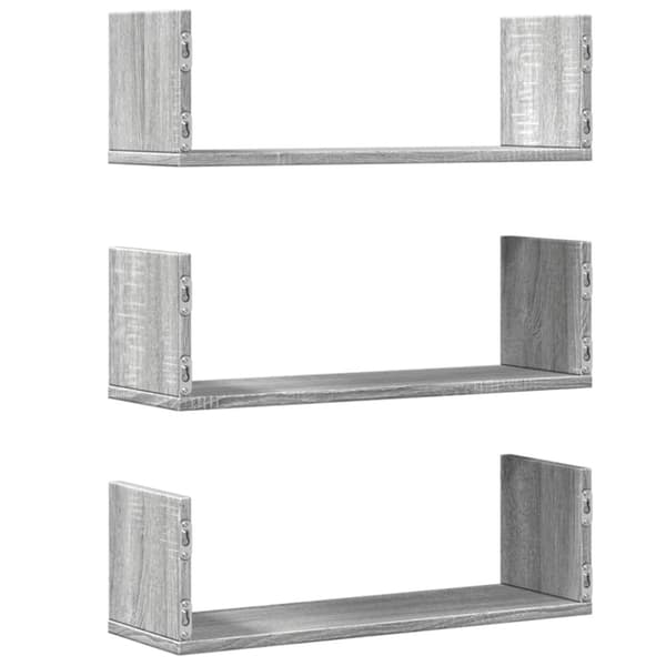 vidaXL væghylder 3 stk. 58x18x18 cm konstrueret træ grå sonoma-eg