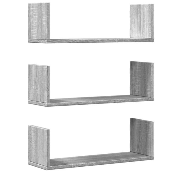 vidaXL væghylder 3 stk. 58x18x18 cm konstrueret træ grå sonoma-eg