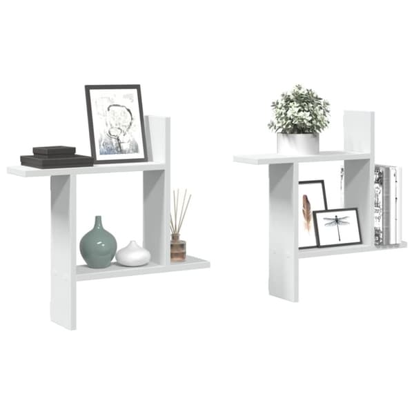 vidaXL Seinähyllyt 2 kpl valkoinen 50x12x50 cm tekninen puu