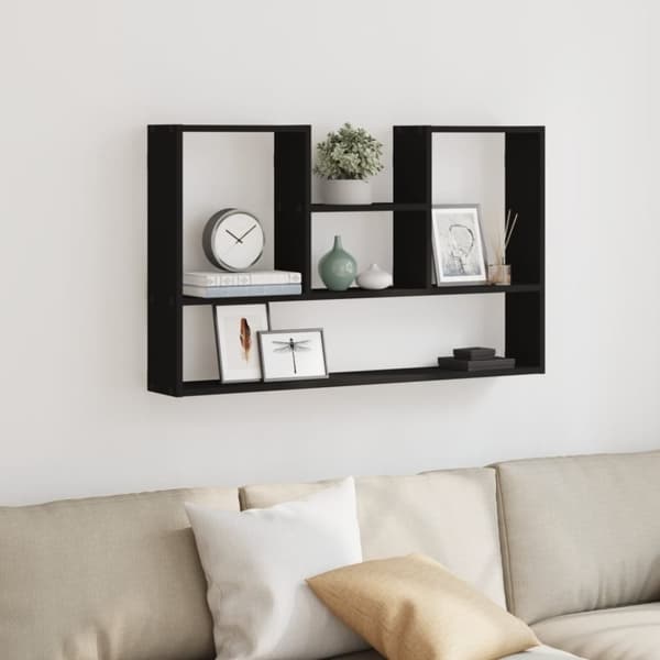 vidaXL Vegghylle svart 99x15x60 cm konstruert tre