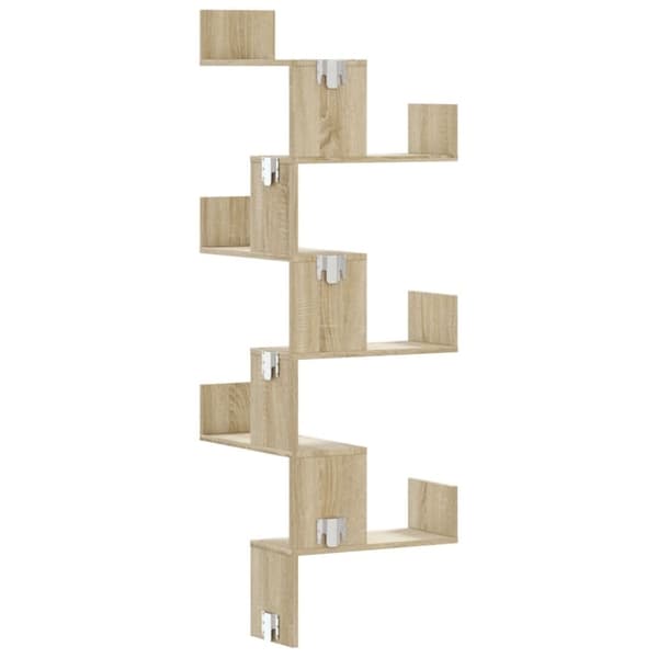vidaXL Veggmontert hjørnehylle sonoma eik 45x45x147 cm konstruert tre