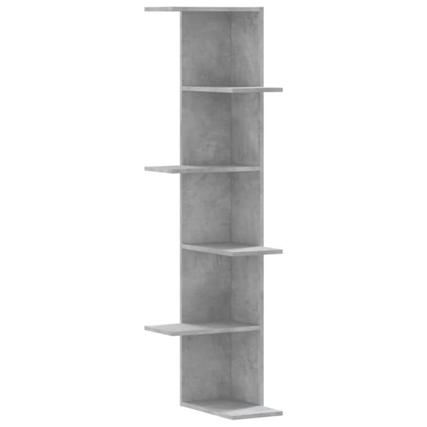 vidaXL Veggmontert hylle betonggrå 36,5x36,5x140 cm konstruert tre
