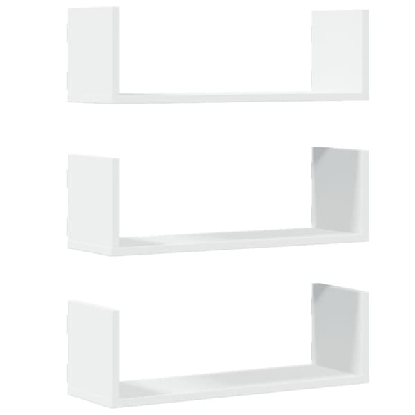 vidaXL Vegghyller 3 stk hvit 58x18x18 cm konstruert tre
