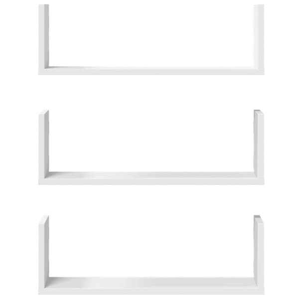 vidaXL Vegghyller 3 stk hvit 58x18x18 cm konstruert tre
