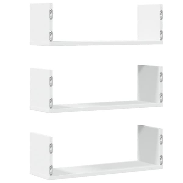 vidaXL Vegghyller 3 stk hvit 58x18x18 cm konstruert tre