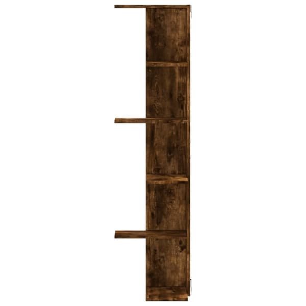 vidaXL Vägghylla hörn rökfärgad ek 36,5x36,5x140 cm konstruerat trä