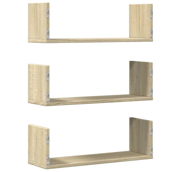 vidaXL Vägghyllor 3 st sonoma-ek 58x18x18 cm konstruerat trä