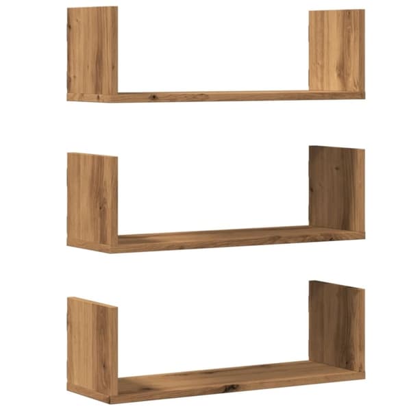 vidaXL Vägghyllor 3 st ek 58x18x18 cm konstruerat trä