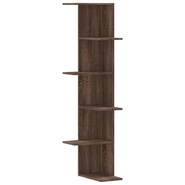vidaXL Veggmontert hjørnehylle brun eik 36,5x36,5x140cm konstruert tre