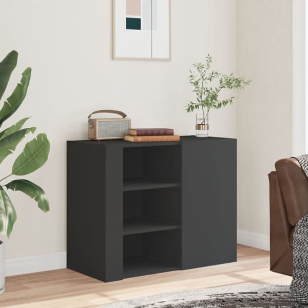 vidaXL vægskab 75x35x60 cm konstrueret træ sort