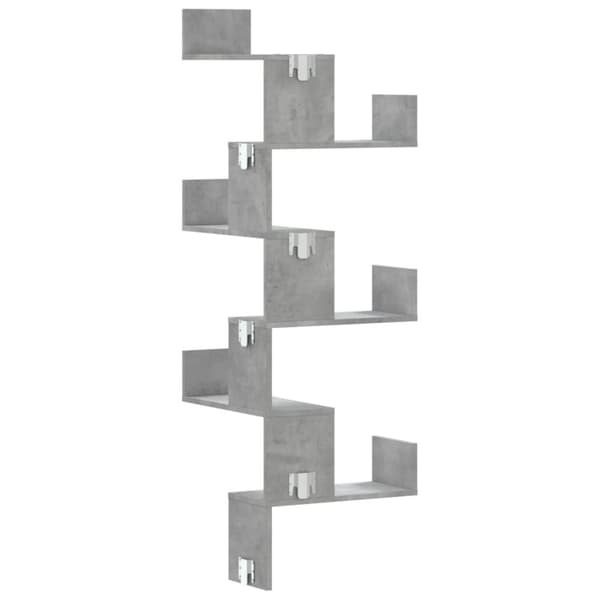 vidaXL væghængt hjørnehylde 45x45x147 cm konstrueret træ betongrå