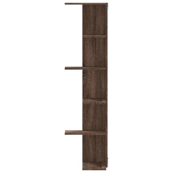vidaXL væghængt hjørnehylde 36,5x36,5x140 cm konstrueret træ brunt eg