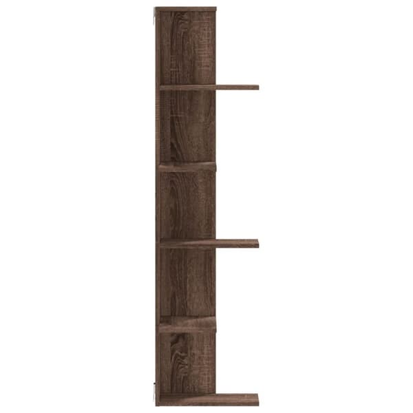 vidaXL væghængt hjørnehylde 36,5x36,5x140 cm konstrueret træ brunt eg