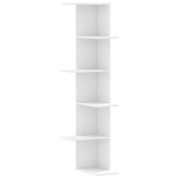 vidaXL væghængt hjørnehylde 36,5x36,5x140 cm konstrueret træ hvid