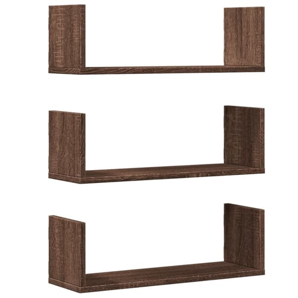 vidaXL Vegghyller 3 stk brun eik 58x18x18 cm konstruert tre
