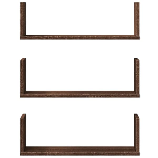 vidaXL Vegghyller 3 stk brun eik 58x18x18 cm konstruert tre