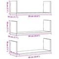Miniatyrbilde 11 av 11: vidaXL Vegghyller 3 stk brun eik 58x18x18 cm konstruert tre