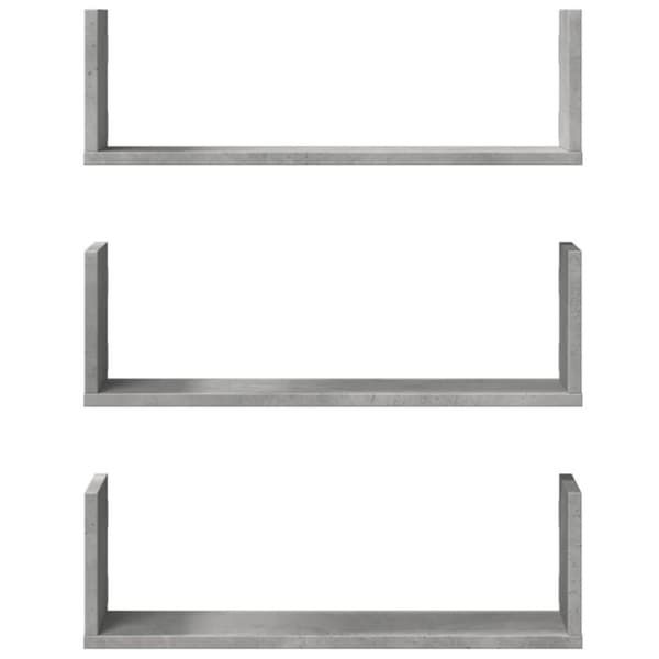 vidaXL Vegghyller 3 stk betonggrå 58x18x18 cm sponplate
