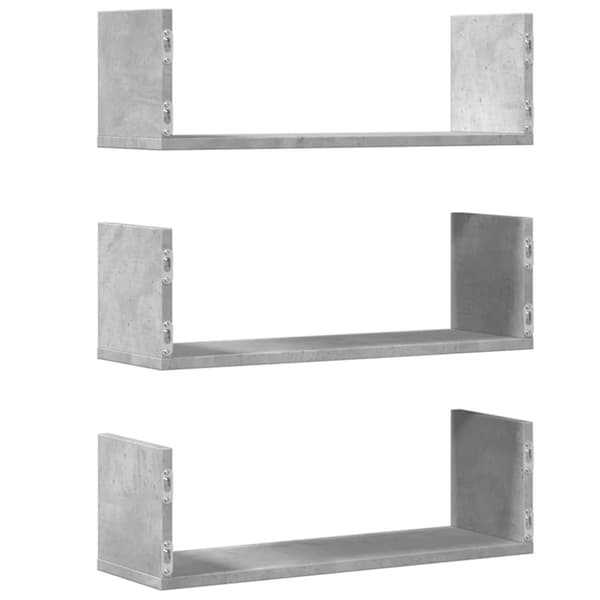vidaXL Vegghyller 3 stk betonggrå 58x18x18 cm sponplate