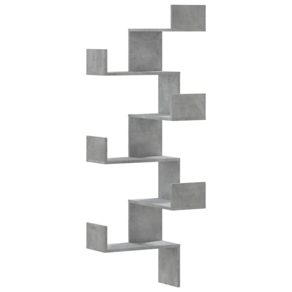 vidaXL Veggmontert hjørnehylle betonggrå 45x45x147 cm konstruert tre