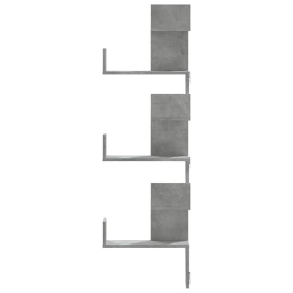 vidaXL Veggmontert hjørnehylle betonggrå 45x45x147 cm konstruert tre