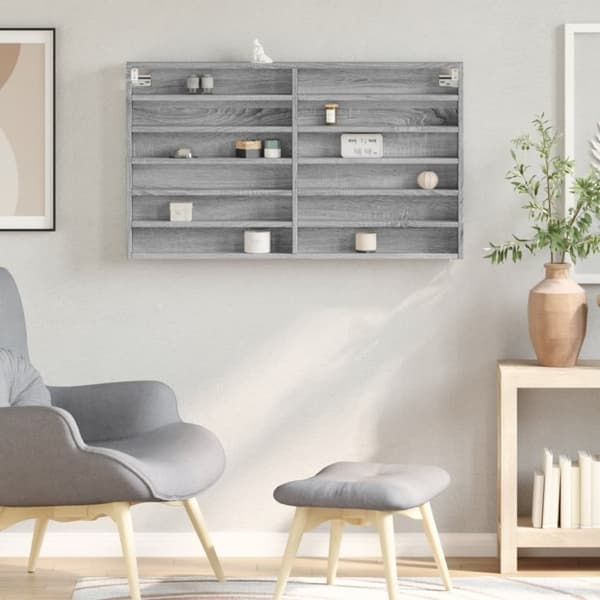 vidaXL vitrineskab 100x8,5x58 cm konstrueret træ grå sonoma-eg