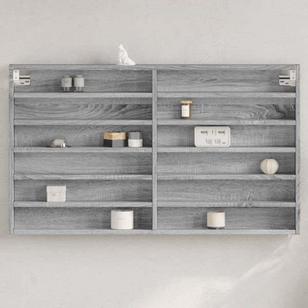 vidaXL vitrineskab 100x8,5x58 cm konstrueret træ grå sonoma-eg