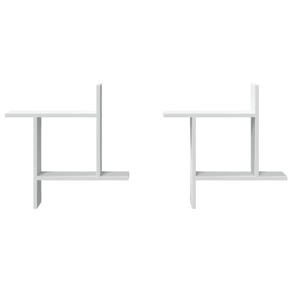vidaXL Vegghyller 2 stk hvit 50x12x50 cm konstruert tre