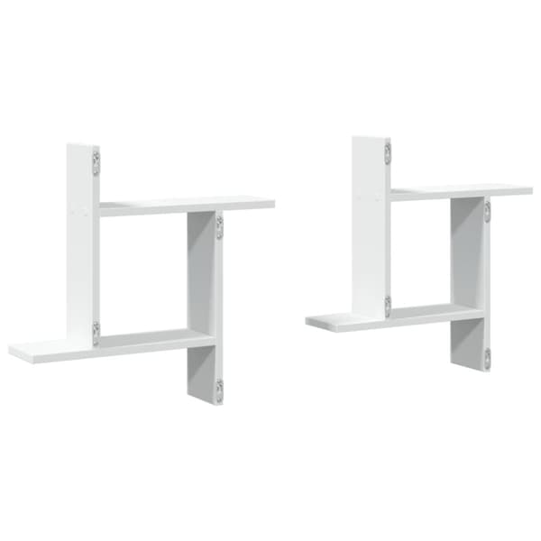 vidaXL Vegghyller 2 stk hvit 50x12x50 cm konstruert tre