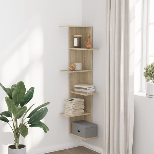 vidaXL Veggmontert hylle sonoma eik 36,5x36,5x140 cm konstruert tre