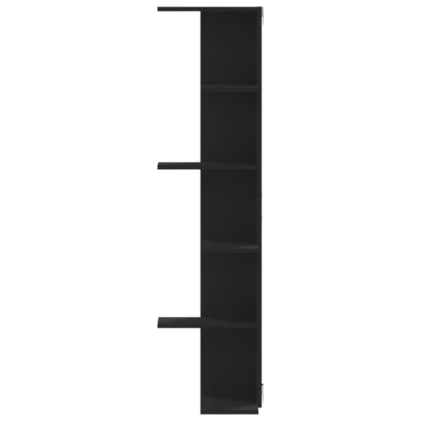 vidaXL væghængt hjørnehylde 36,5x36,5x140 cm konstrueret træ sort