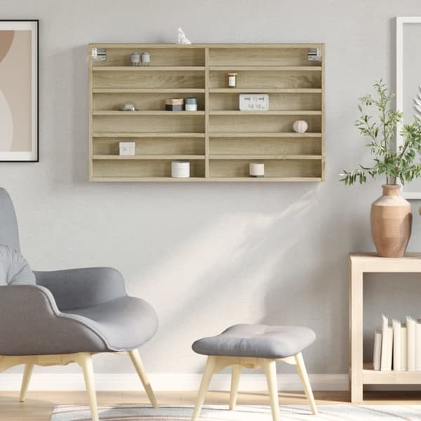 vidaXL Vitrinskåp sonoma-ek 100x8,5x58 cm konstruerat trä