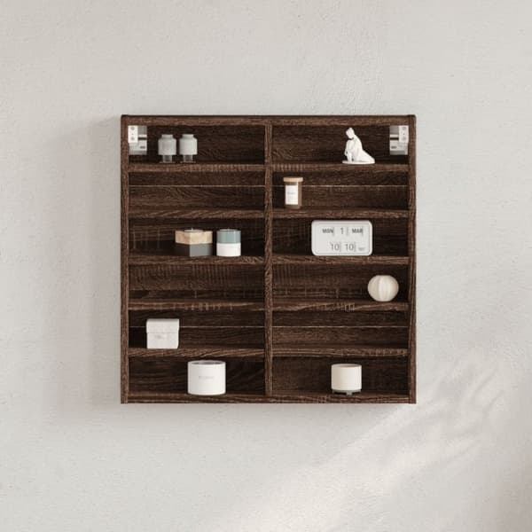 vidaXL vitrineskab 60x8,5x58 cm konstrueret træ brun egetræsfarve