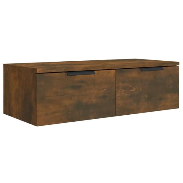 vægskabe 2 stk. 68x30x20 cm konstrueret træ røget egetræ