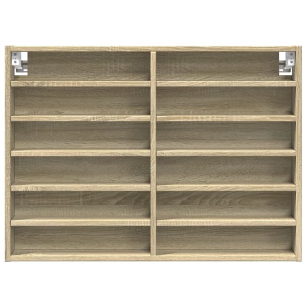 vitrineskab 80x8,5x58 cm konstrueret træ sonoma-eg