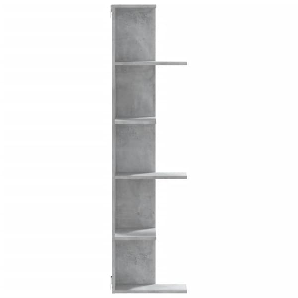 væghængt hjørnehylde 36,5x36,5x140 cm spånplade betongrå