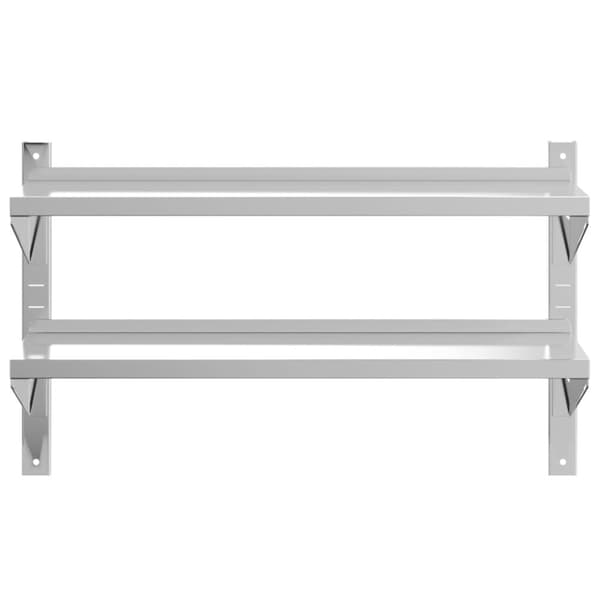 væghylde 100x30x60 cm 2 niveauer rustfrit stål sølvfarvet